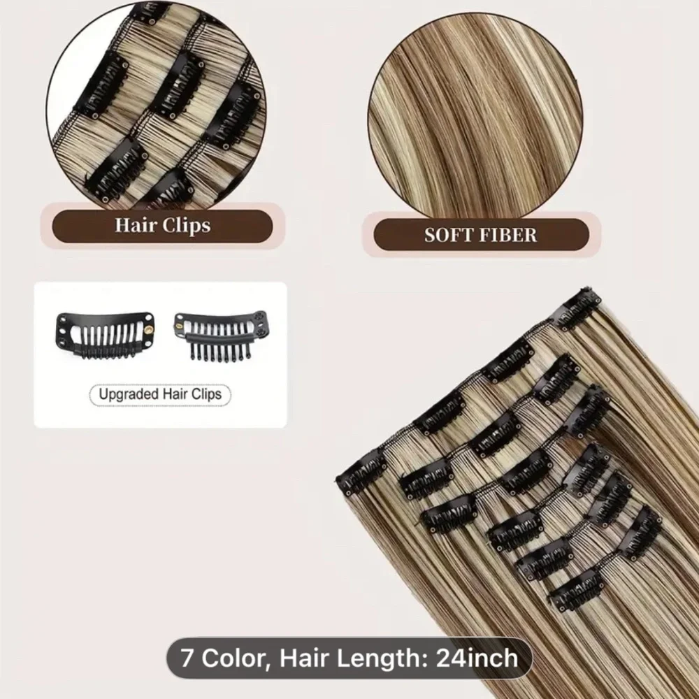 [Clip-In Hair Extensions] Thick Long Straight Clip-In Hair Extensions for Women - Picture 3 of 5